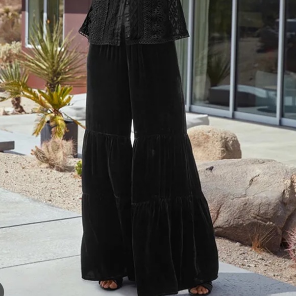 03 Black Tiered Bell pants - Picture 2 of 3